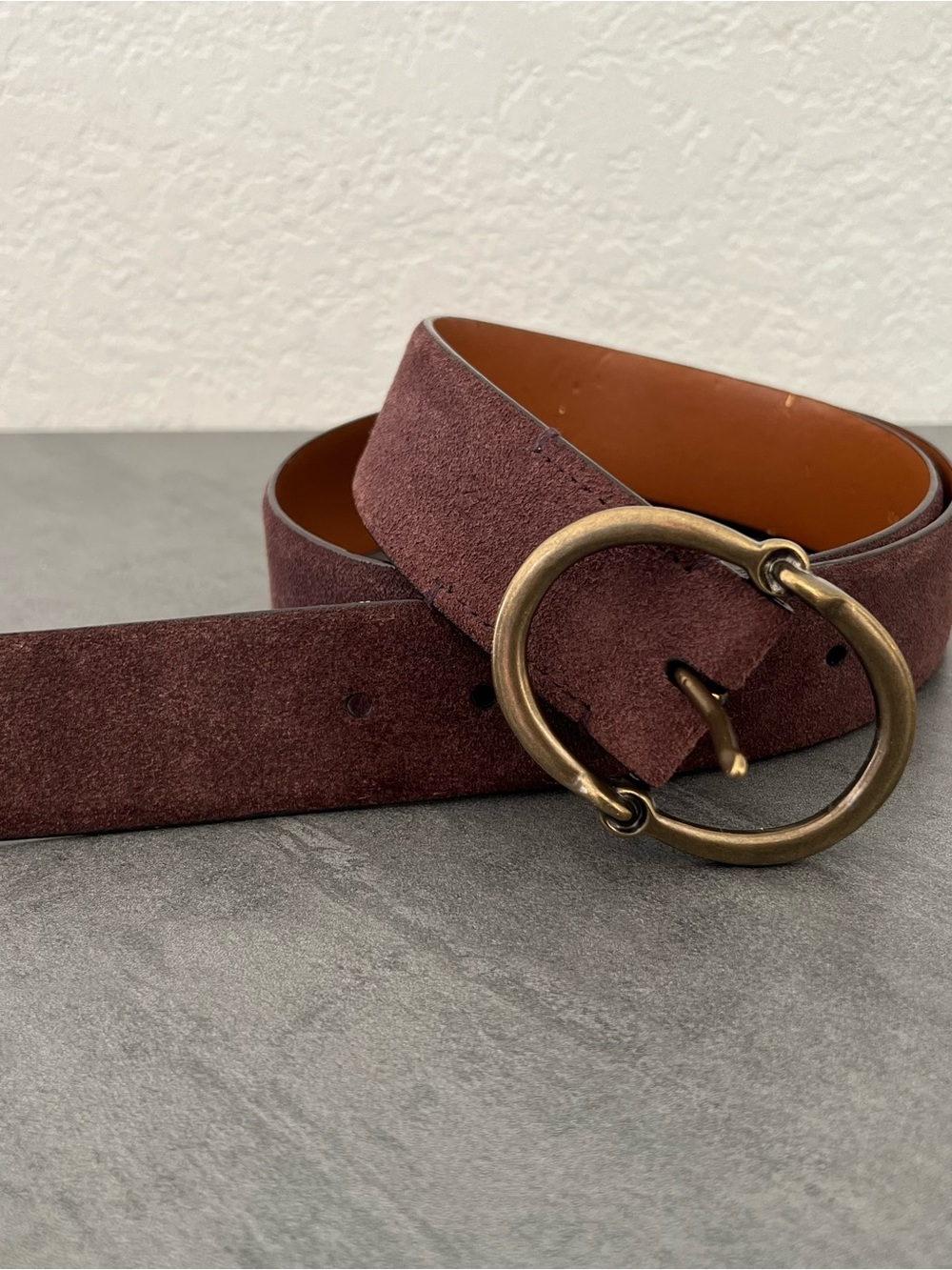 Lauren Ralph Lauren Brown Suede Leather Belt Women's Size XL Brass Buckle - 44”